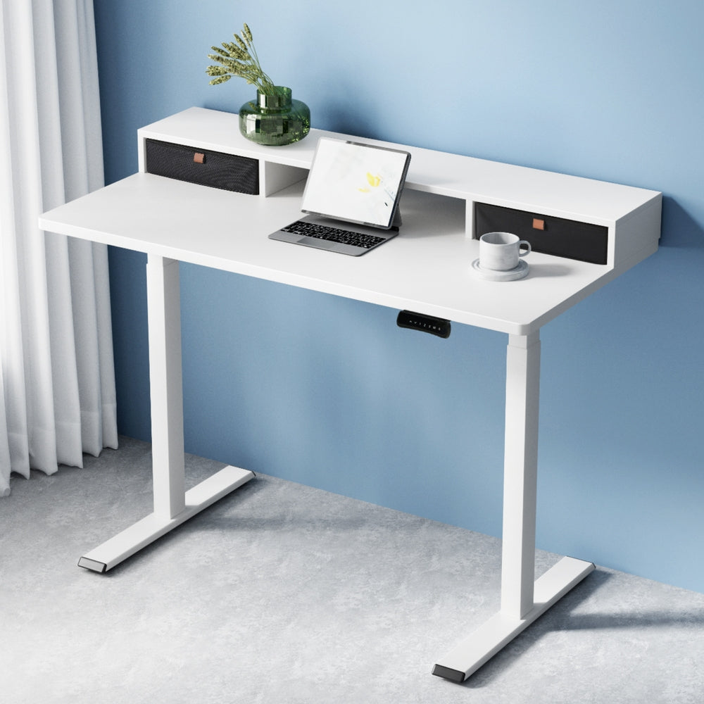 Artiss Electric Standing Desk Dual Motor Office Table With Shelf Drawe ...
