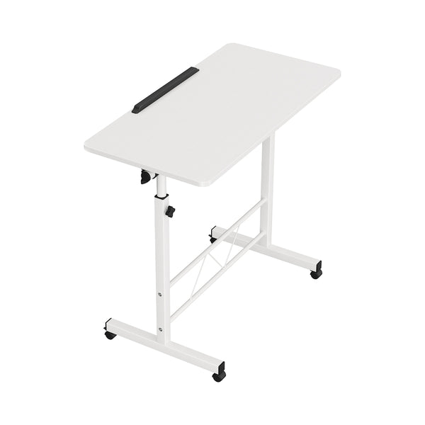 Portable Adjustable Table | Mobile Laptop Desk Notebook Computer Height - Sit Stand Study Office Work White