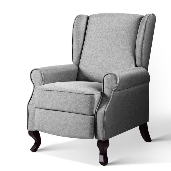 Artiss Recliner Armchair Grey Fabric Domini