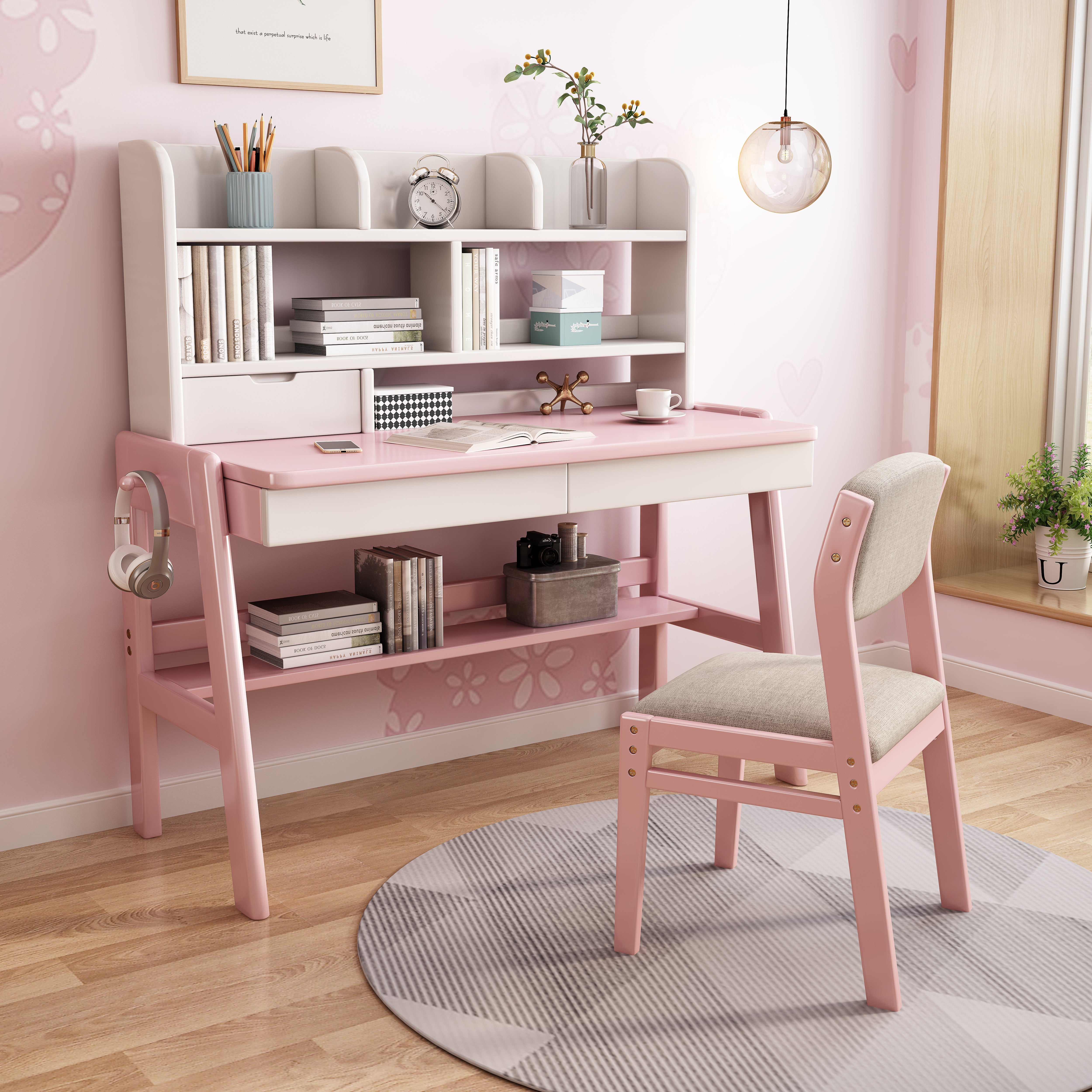 Ave Solid Wood Study Desk With Shelf And Drawers Bookcase Rubberwood ave-solid-wood-study-desk-with-shelf-and-drawers-bookcase-rubberwood