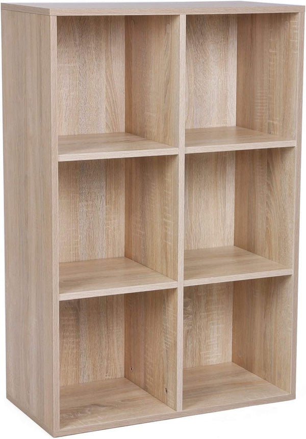 VASAGLE Bookcase with 6 Compartments Wooden Shelving