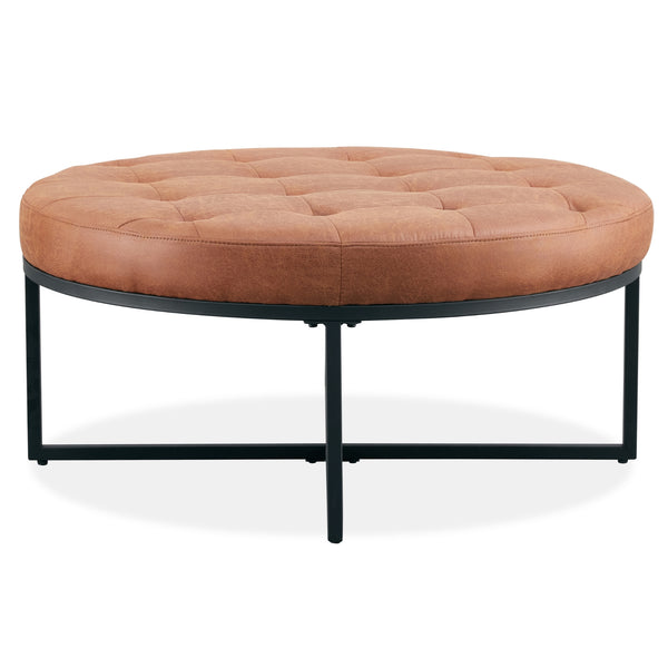 Chelsea Round Ottoman Footstool Bench Light Brown