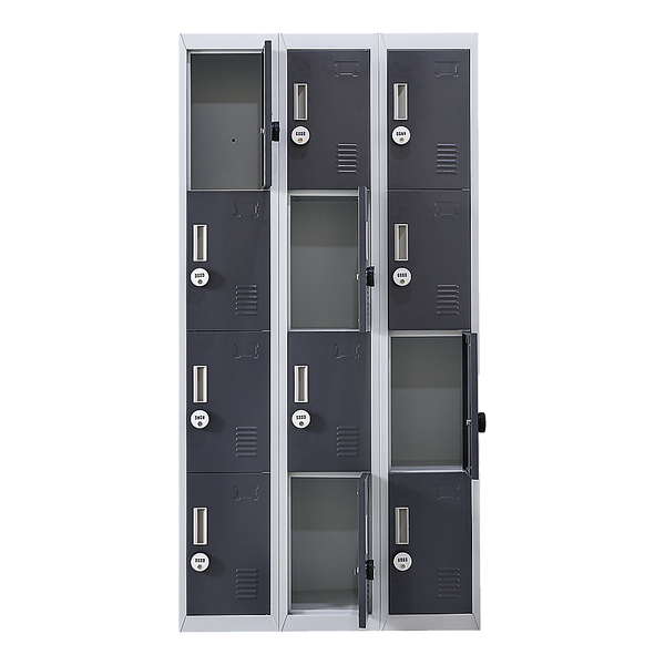 12-Door Locker for Office Gym Shed School Home Storage - 4-Digit Combination Lock