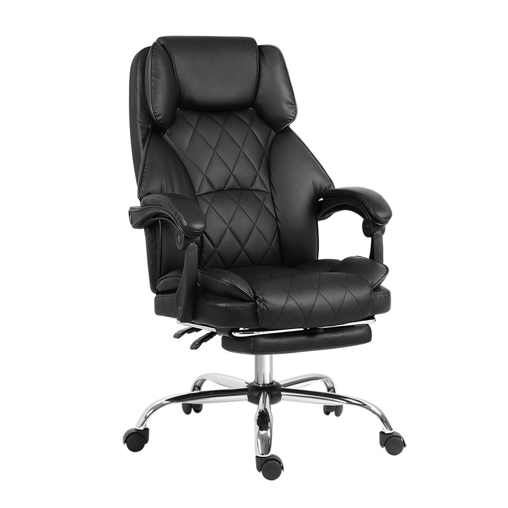 Artiss Office Chair Executive Leather Footrest Black