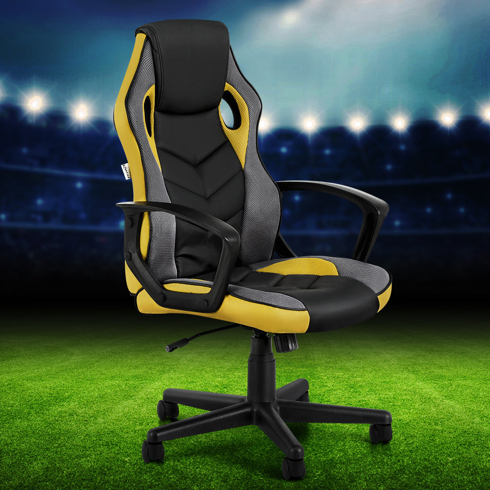 Artiss Gaming Office Chair Computer Executive Racing Chairs High Back Yellow