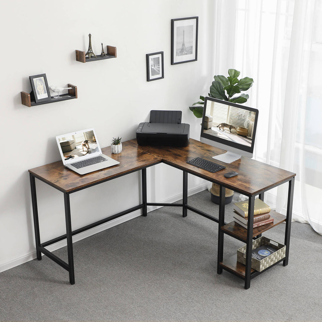 L-Shaped Desk with Shelves