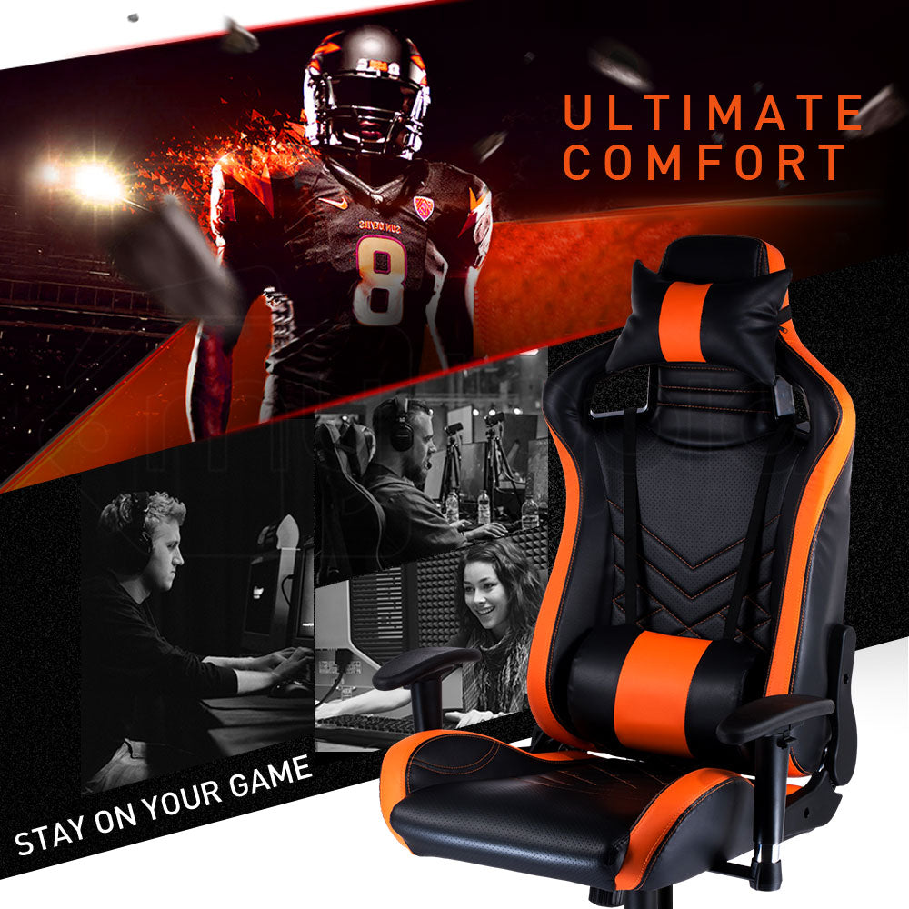 Overdrive Gaming Chair Office Computer Racing PU Leather Executive Black Orange