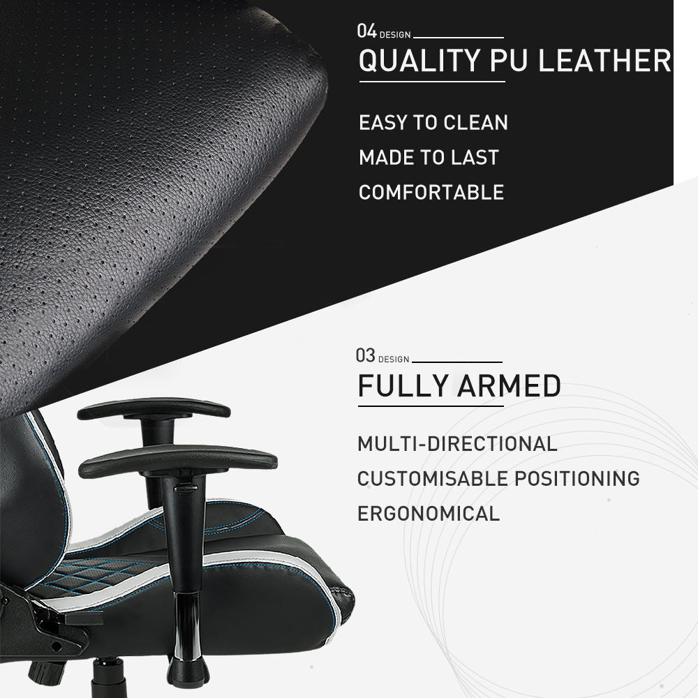 Overdrive Gaming Chair Office Computer Racing PU Leather Executive Race Black