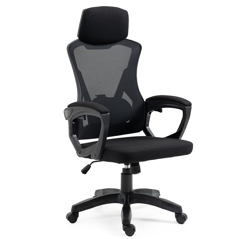 FORTIA Ergonomic Office Desk Chair, Height Adjustable Lumbar Support, Mesh Fabric, Headrest, Black