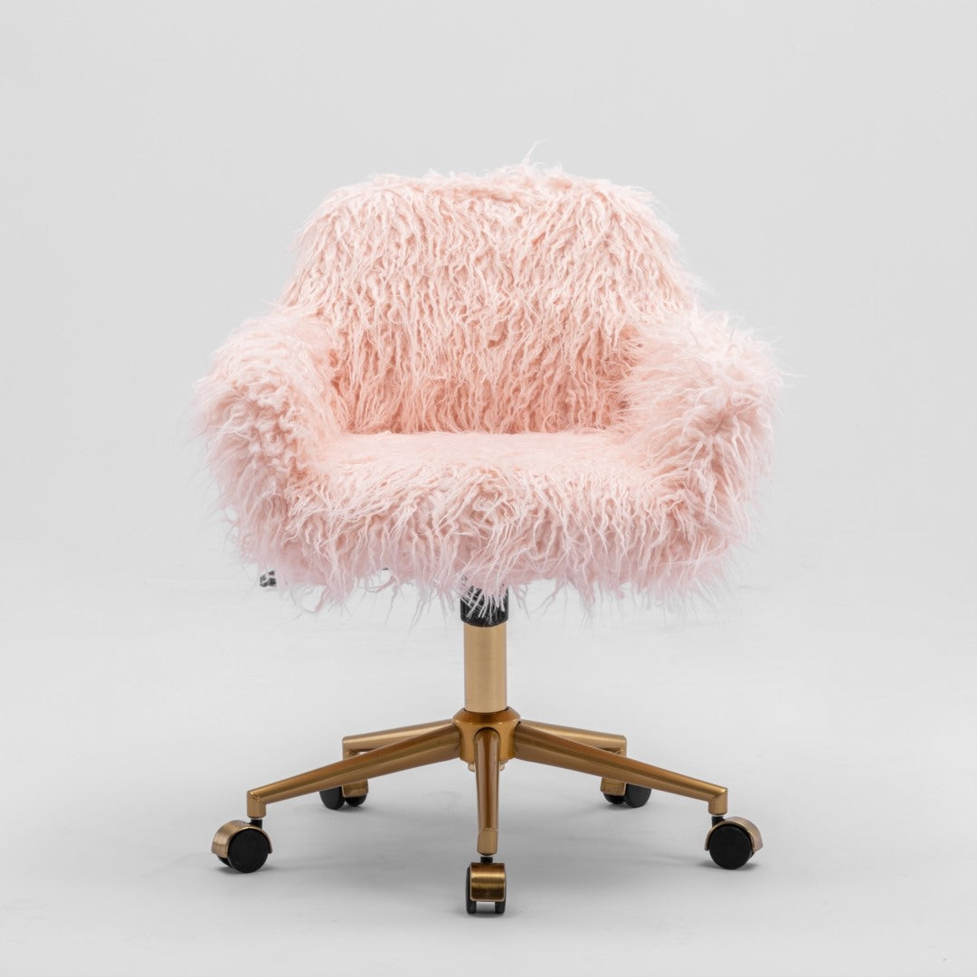 Fluffy pink office chair