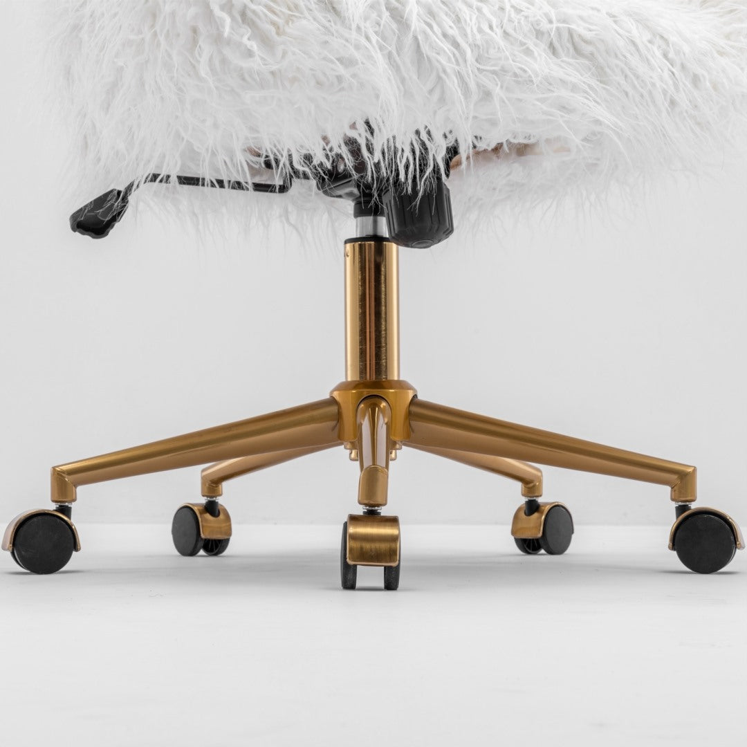 Fluffy Chair For Office - Faux Fur Modern Swivel Desk Chair