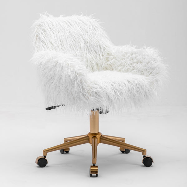 Fluffy Chair For Office - Faux Fur Modern Swivel Desk Chair