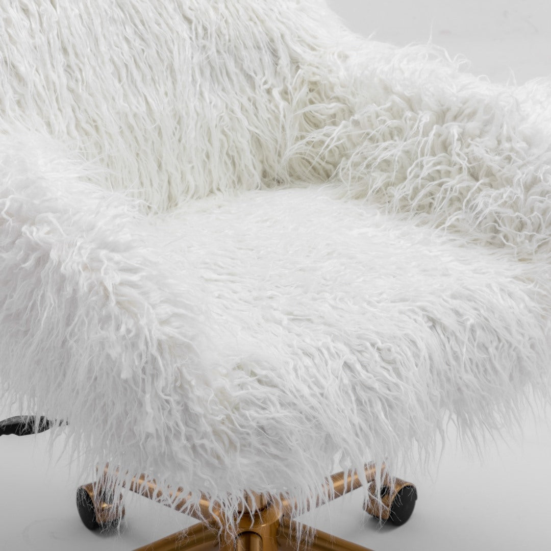 Fluffy Chair For Office - Faux Fur Modern Swivel Desk Chair