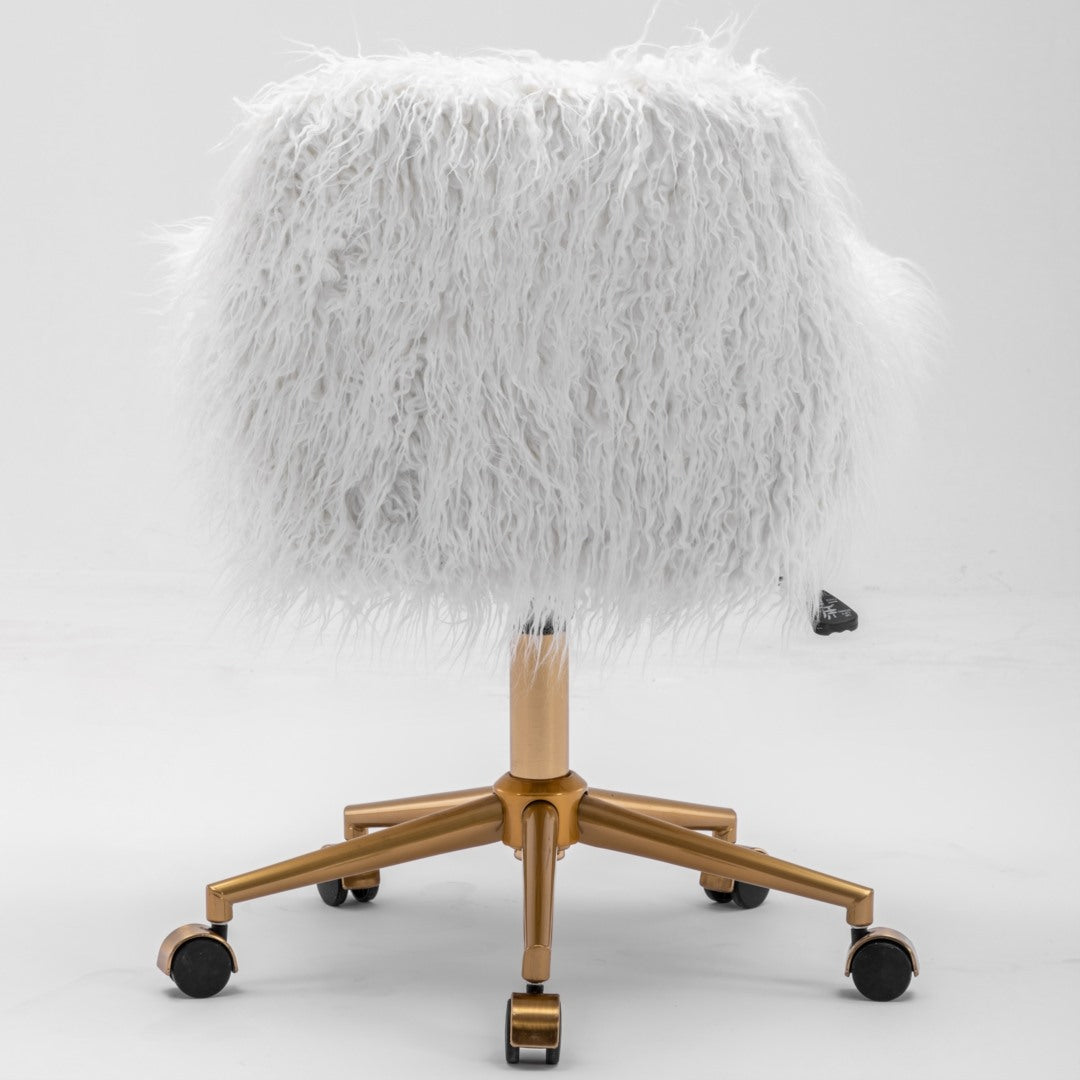 Fluffy Chair For Office | Faux Fur Modern Swivel Desk Chair