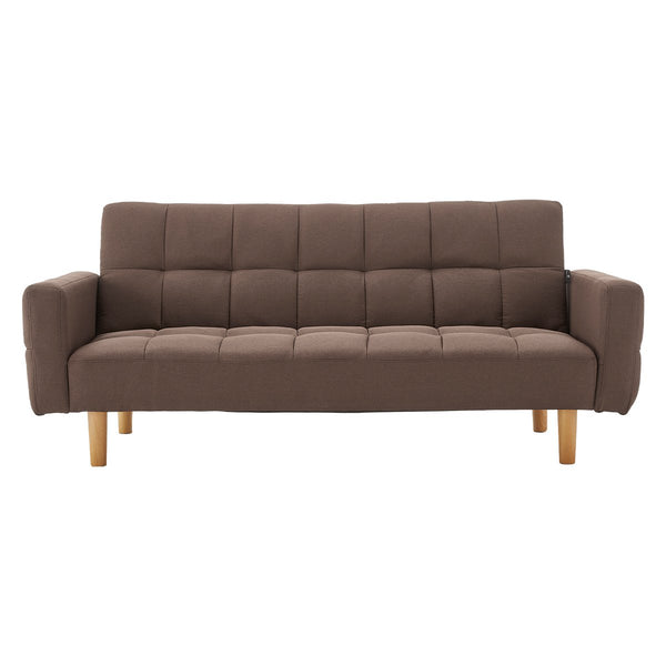Sarantino 3-Seater Fabric Office Furniture Sofa Bed Futon - Brown