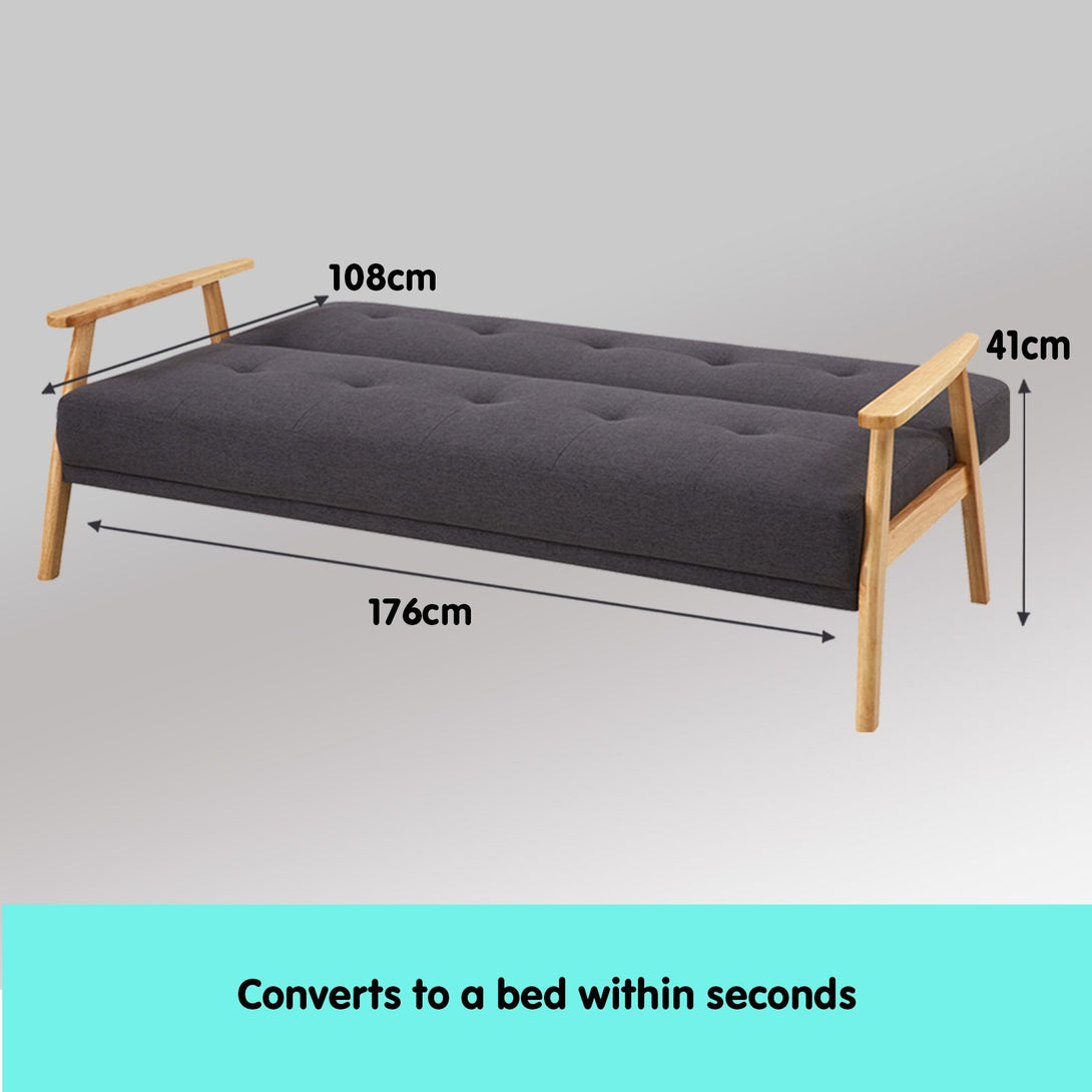 Sofa Bed Lounge Couch Dark Grey