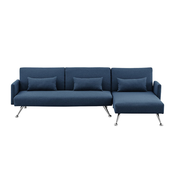 comfy 3 seat sofa bed in blue
