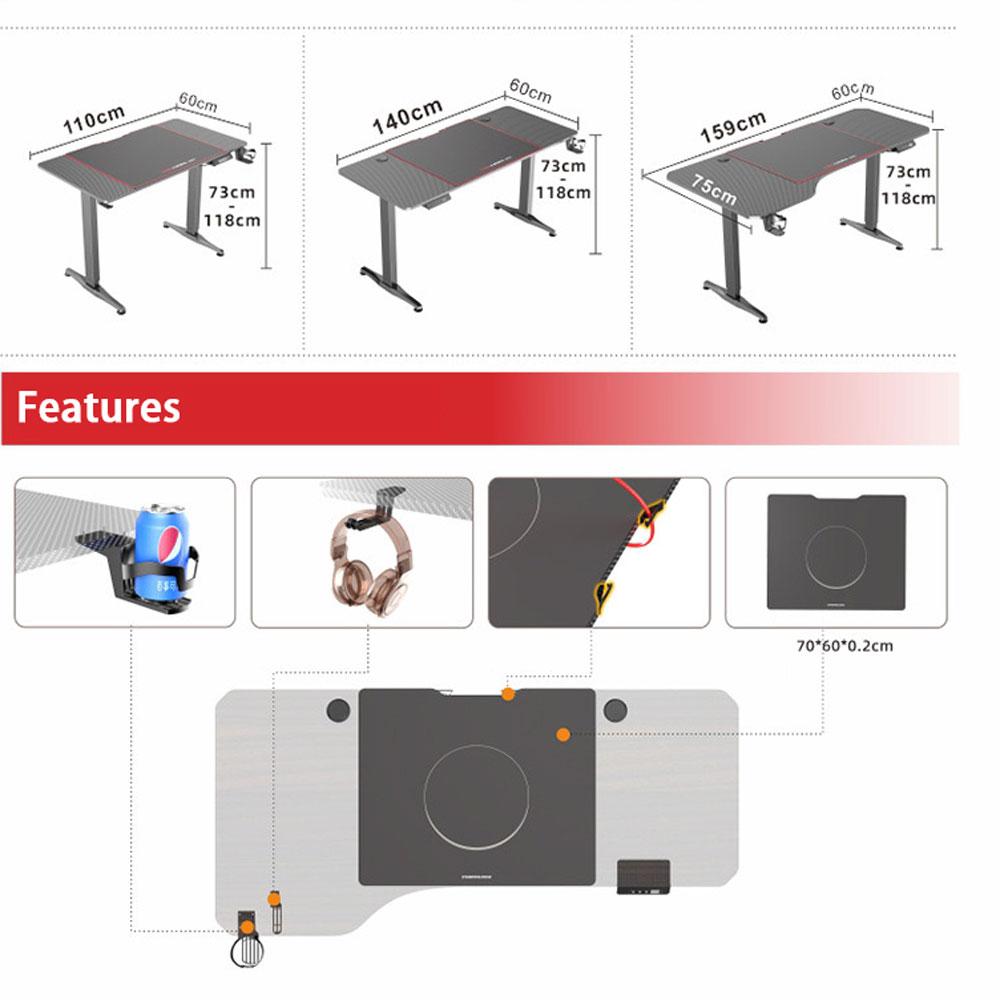 Gaming Standing Desk Home Office Lift Electric Height Adjustable Sit To Stand Motorized Standing Desk 1675