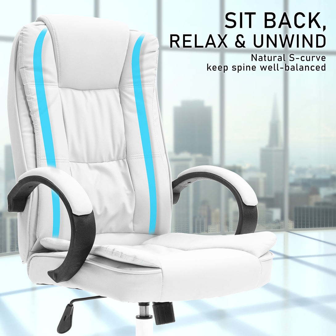 La Bella White Executive Office Chair Sage Dual-Layer Seat