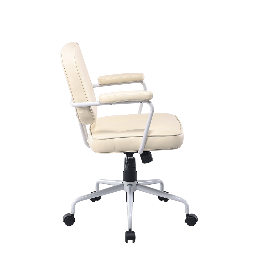 Louise White Frame Faux Leather Home Office Chair in Beige