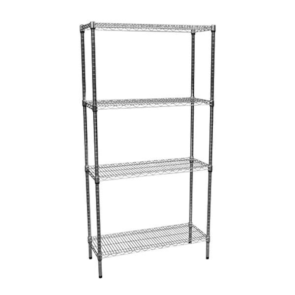 Modular Chrome Wire Storage Shelf 900 x 350 x 1800 Steel Shelving