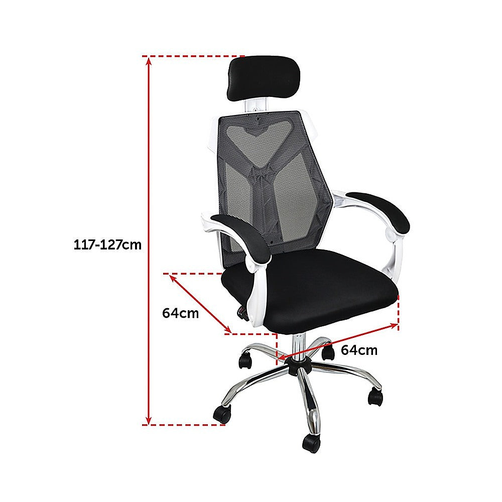 Office Chair Gaming Computer Chairs Mesh Back Foam Seat - White