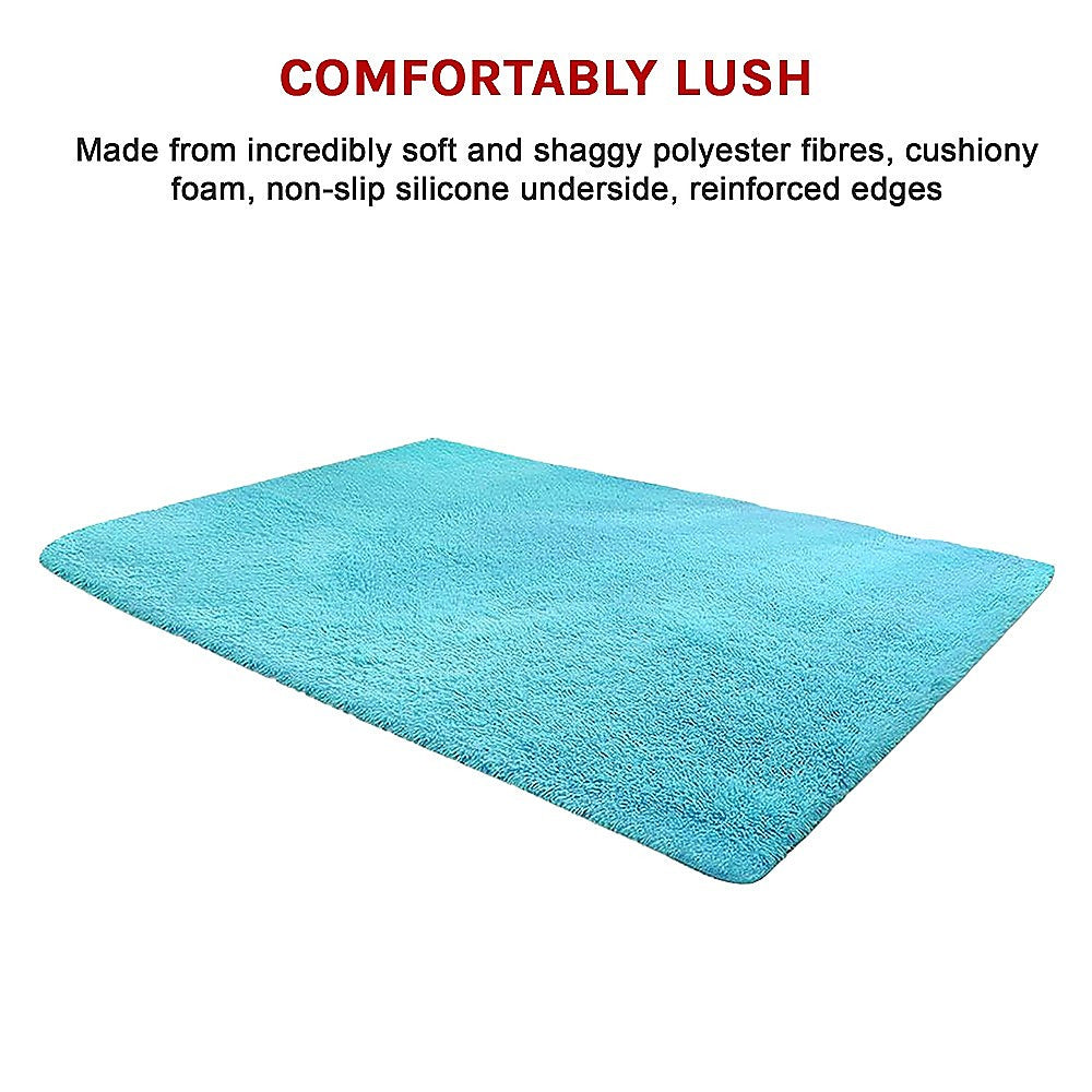 200x140cm Floor Rugs Large Shaggy Rug Area Carpet Bedroom Living Room Mat - Turquoise