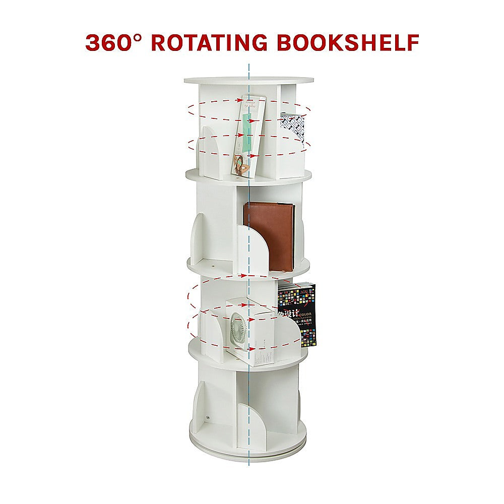 Revolving Display Shelf 360-degree Rotating Shelves 4 Tier Display Shelf Bookcase Organiser ...
