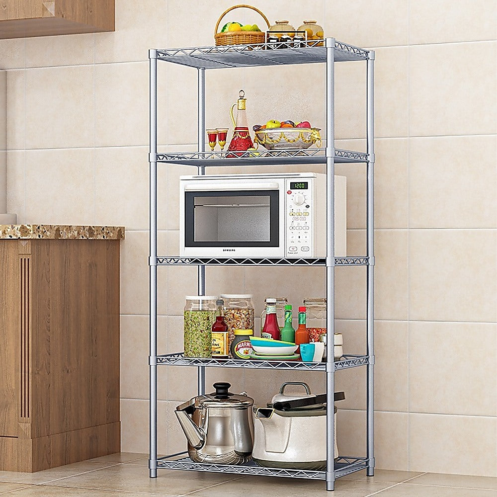 Metal Rackself 5 Tier Silver Metal Storage Rack Shelving Wire Shelf | Office Furniture ...