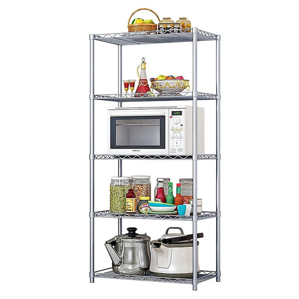 5 Tier Silver Metal Storage Rack Shelving Wire Shelf